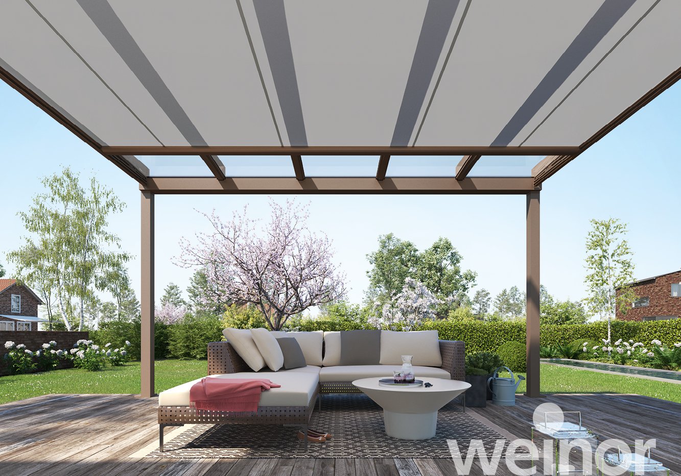 Toit de terrasse cubique en verre weinor Terrazza Pure