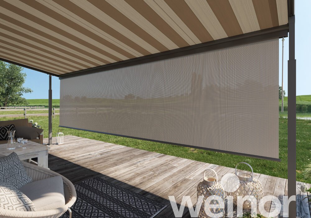 Store pergola toile Plaza Viva de weinor avec Volant Plus