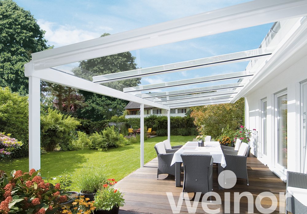 Toit de terrasse en verre weinor Terrazza Originale sans barre luminaire LED
