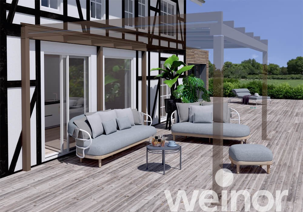 Raccord Mural Porteur et weinor Terrazza Pure avec Raccord Mural Porteur
