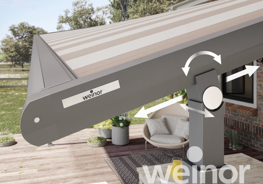 Store pergola toile Plaza Viva de weinor Close up