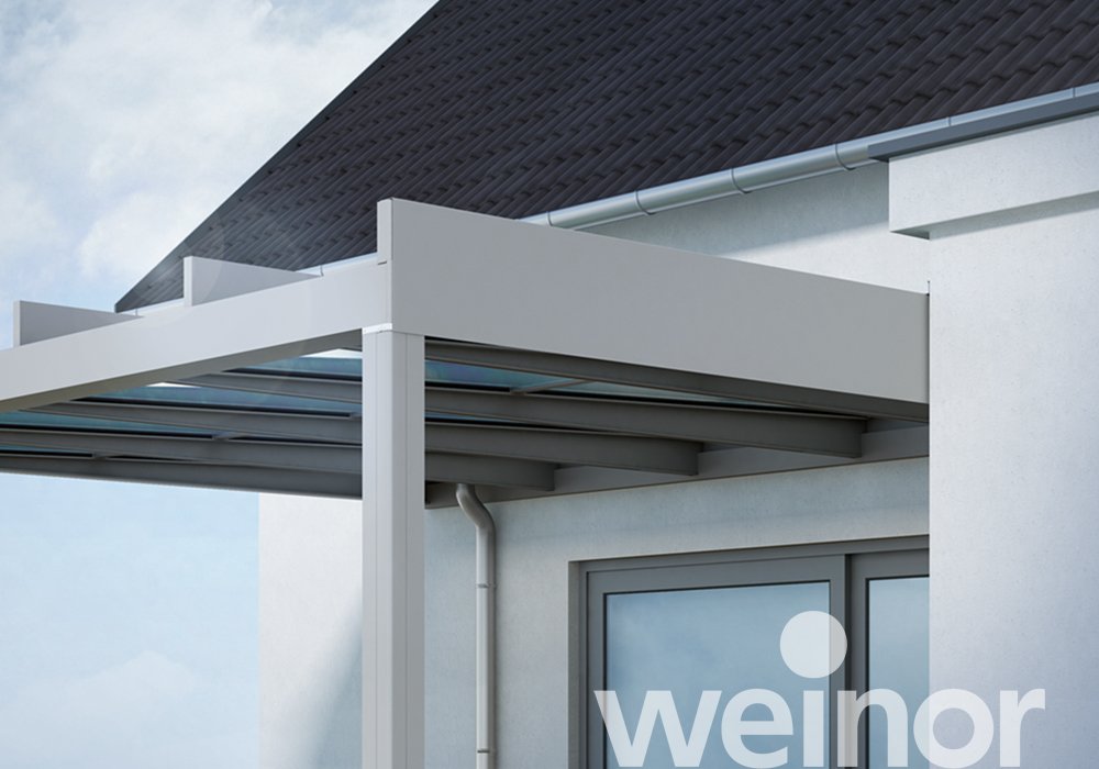 Toit de terrasse cubique en verre weinor Terrazza Pure Gros plan