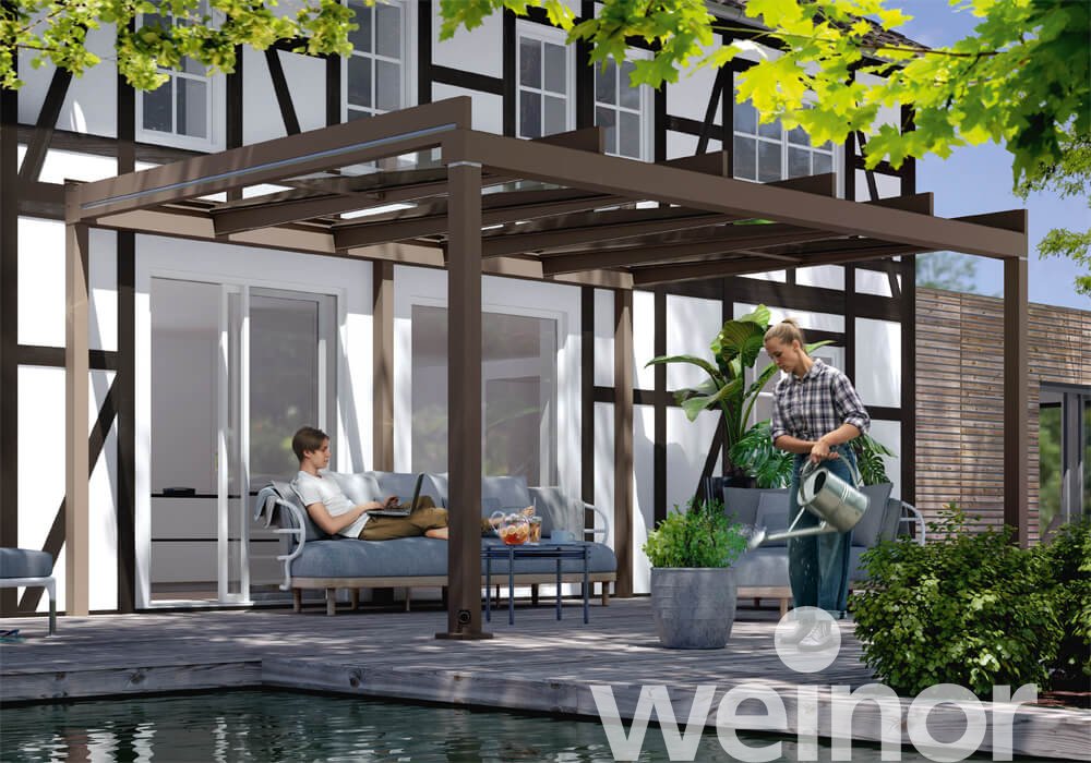 Raccord Mural Porteur et weinor Terrazza Pure avec Raccord Mural Porteur