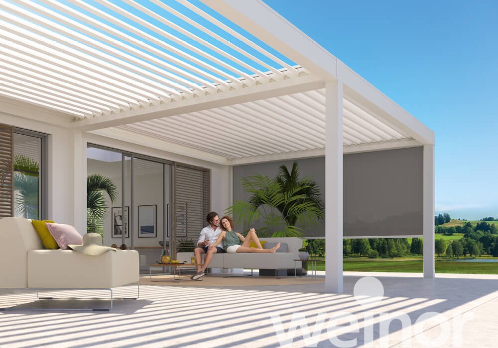 Artares - La pergola bioclimatique installation couplée, adossée à la façade