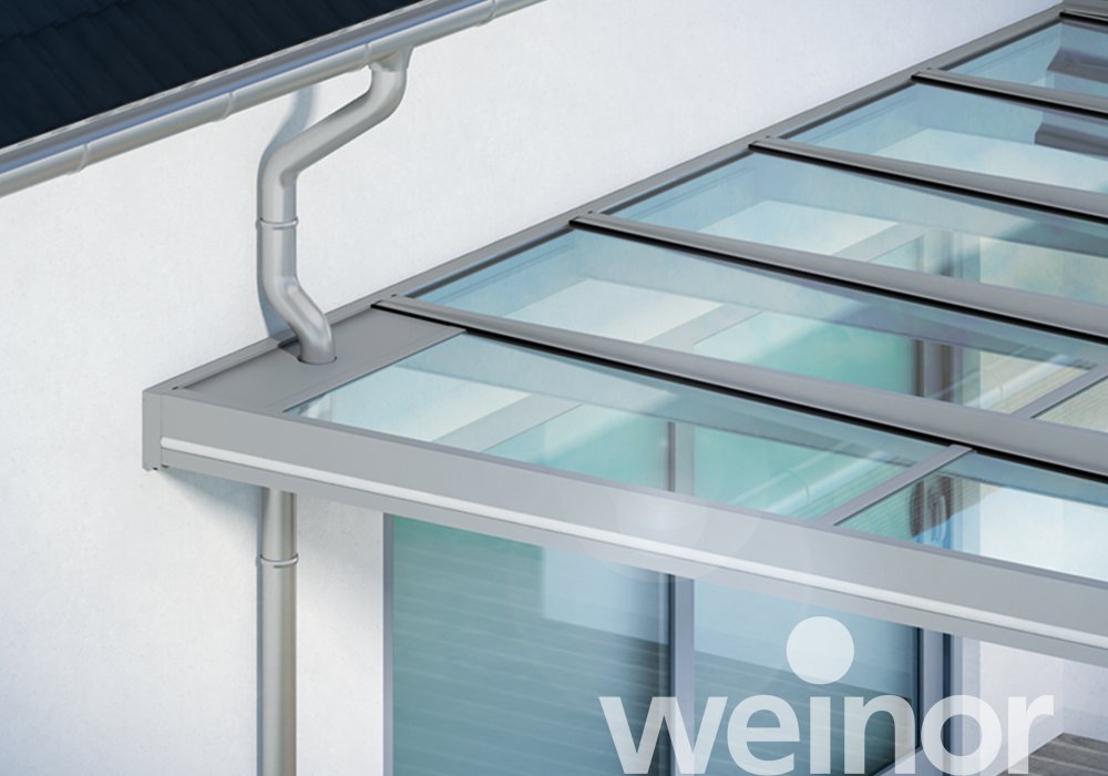 Toit de terrasse cubique en verre weinor Terrazza Pure Gros plan