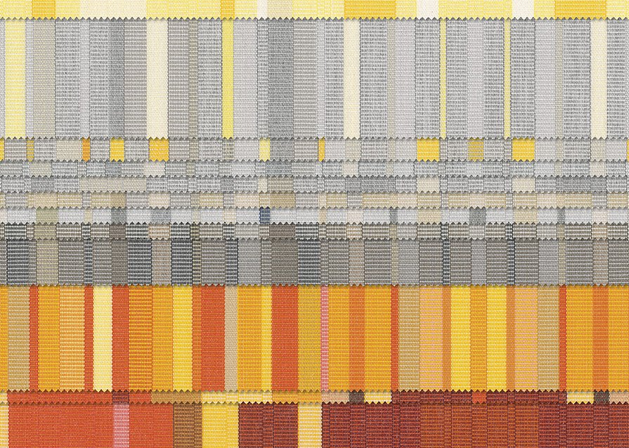 Composition de lignes et de couleurs, dominée par des tons de jaune, orange et gris. Composition de lignes et de couleurs, dominée par des tons de jaune, orange et gris.