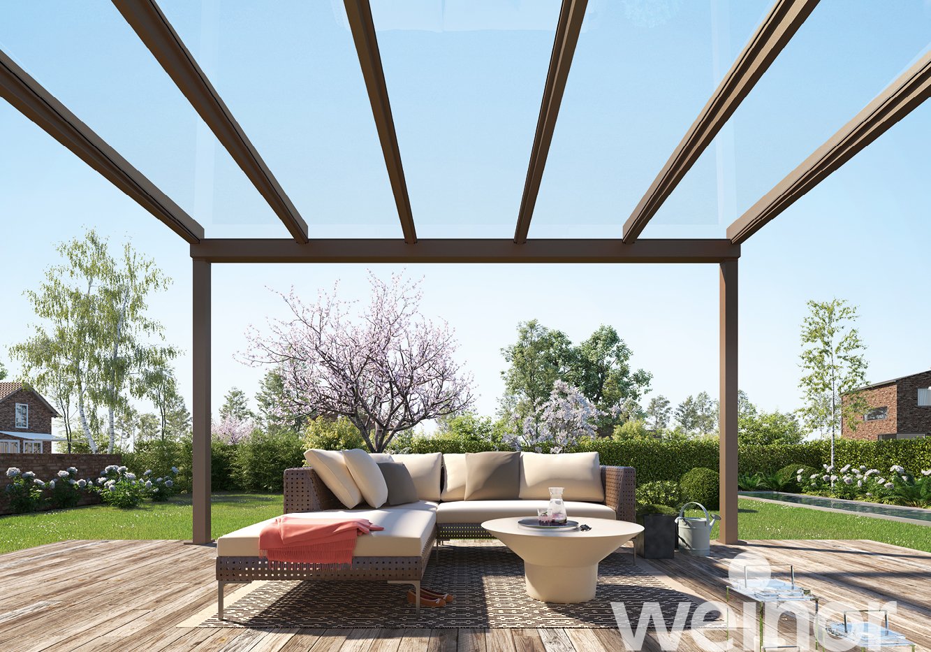 Toit de terrasse cubique en verre weinor Terrazza Pure