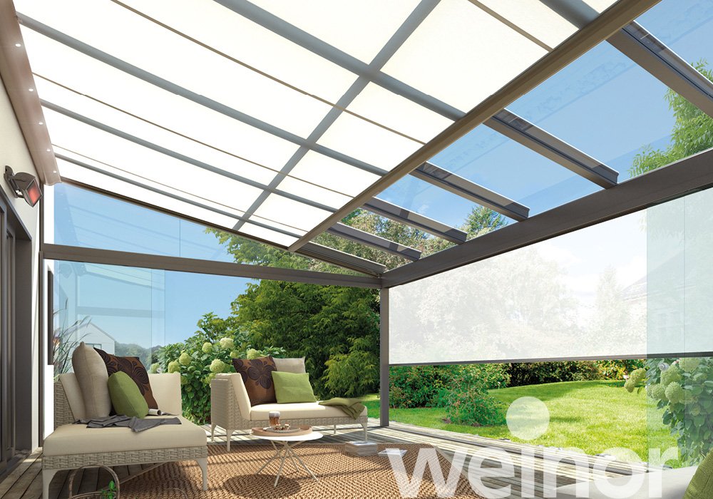 VertiTex II - Store vertical weinor Sur le toit de terrasse