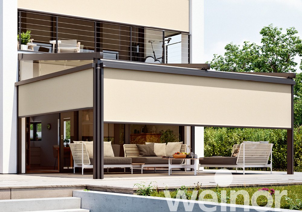 VertiTex II - Store vertical weinor Sur le toit de terrasse