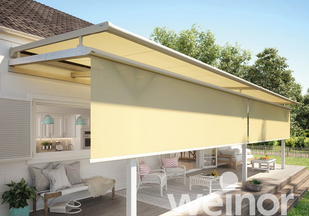 VertiTex II - Store vertical weinor Sur le toit de terrasse
