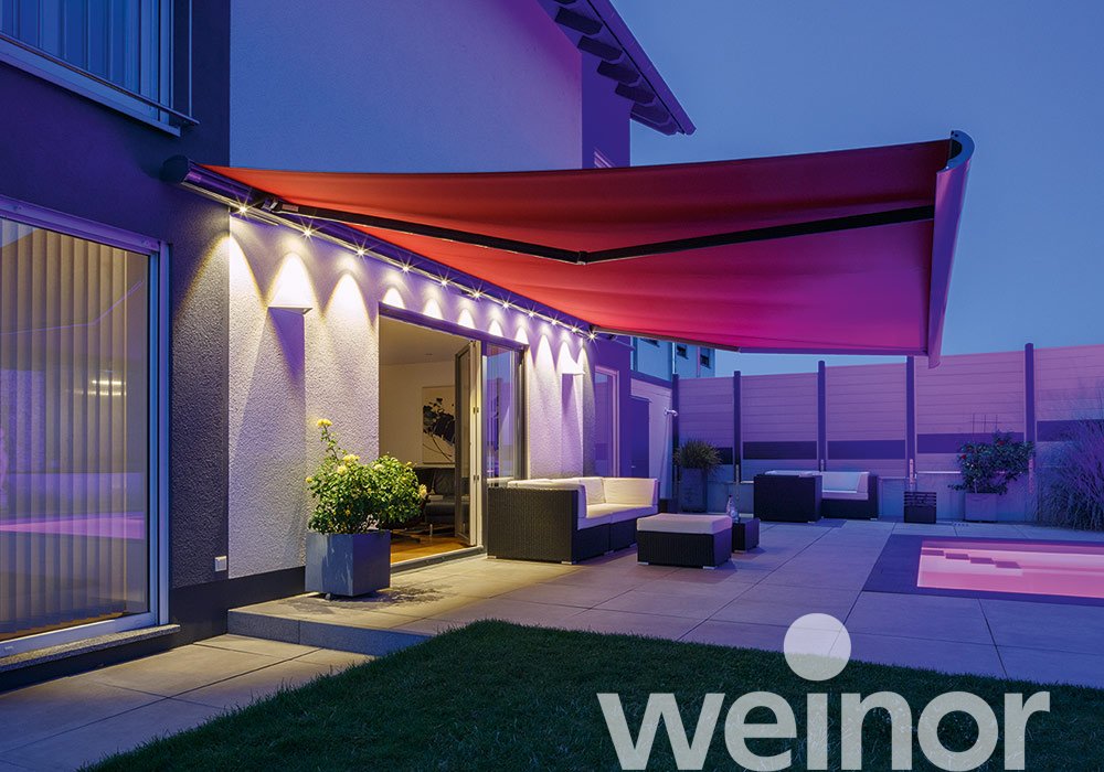 Store weinor Opal Design II avec barre luminaire LED
