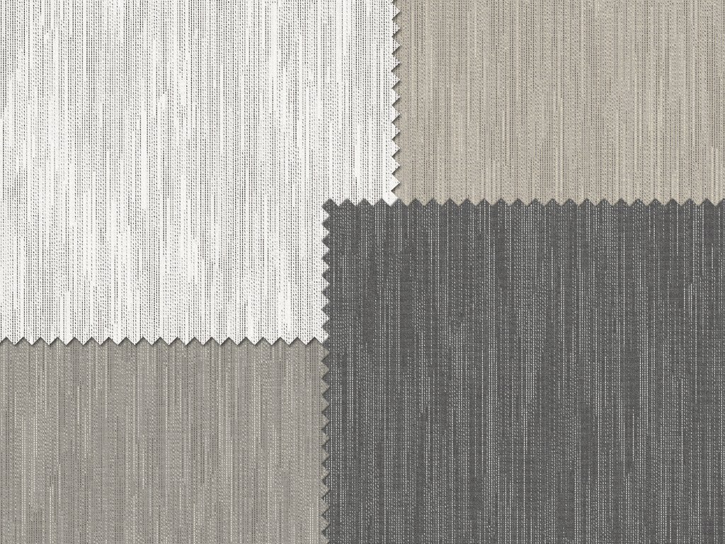 Échantillons de tissus en nuances de blanc, beige et gris avec une texture linéaire. Échantillons de tissus en nuances de blanc, beige et gris avec une texture linéaire.