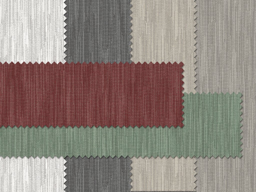 Échantillons de tissu avec des motifs à carreaux et des couleurs variées : rouge, vert, gris, et blanc. Échantillons de tissu avec des motifs à carreaux et des couleurs variées : rouge, vert, gris, et blanc.