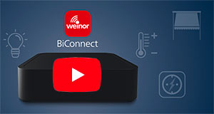 Représentation d'un boîtier BiConnect avec un bouton youtube Play